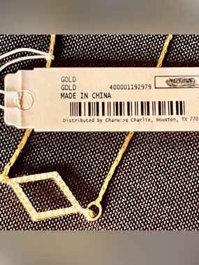 Charming Charlie NWT Gold Slide Bracelet Pave Crystal Rhombus Geometric Chic